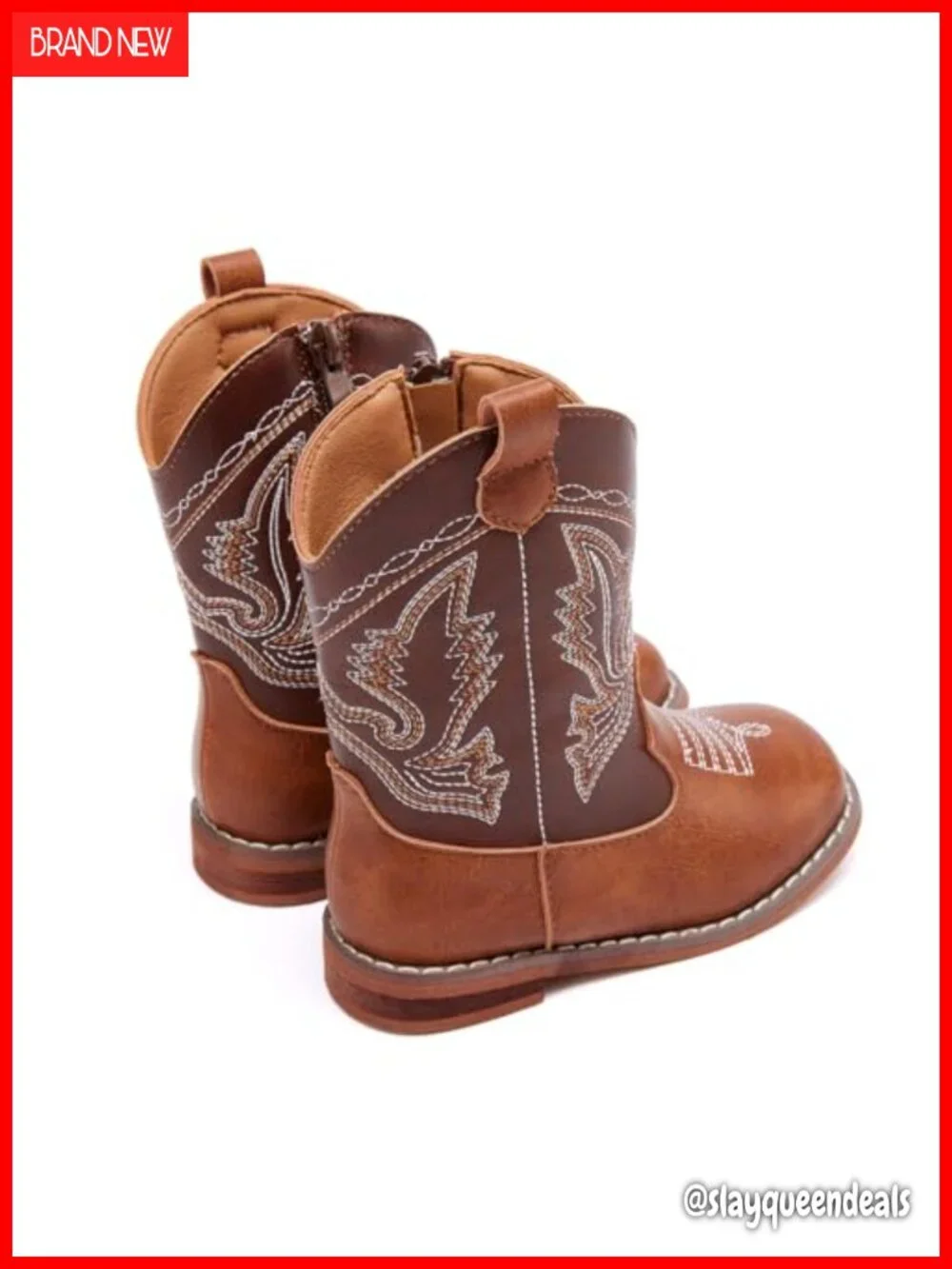 Toddler Western Cowboy Boots Microfiber Side Zipper Anti-Slip Cowgirl Boots